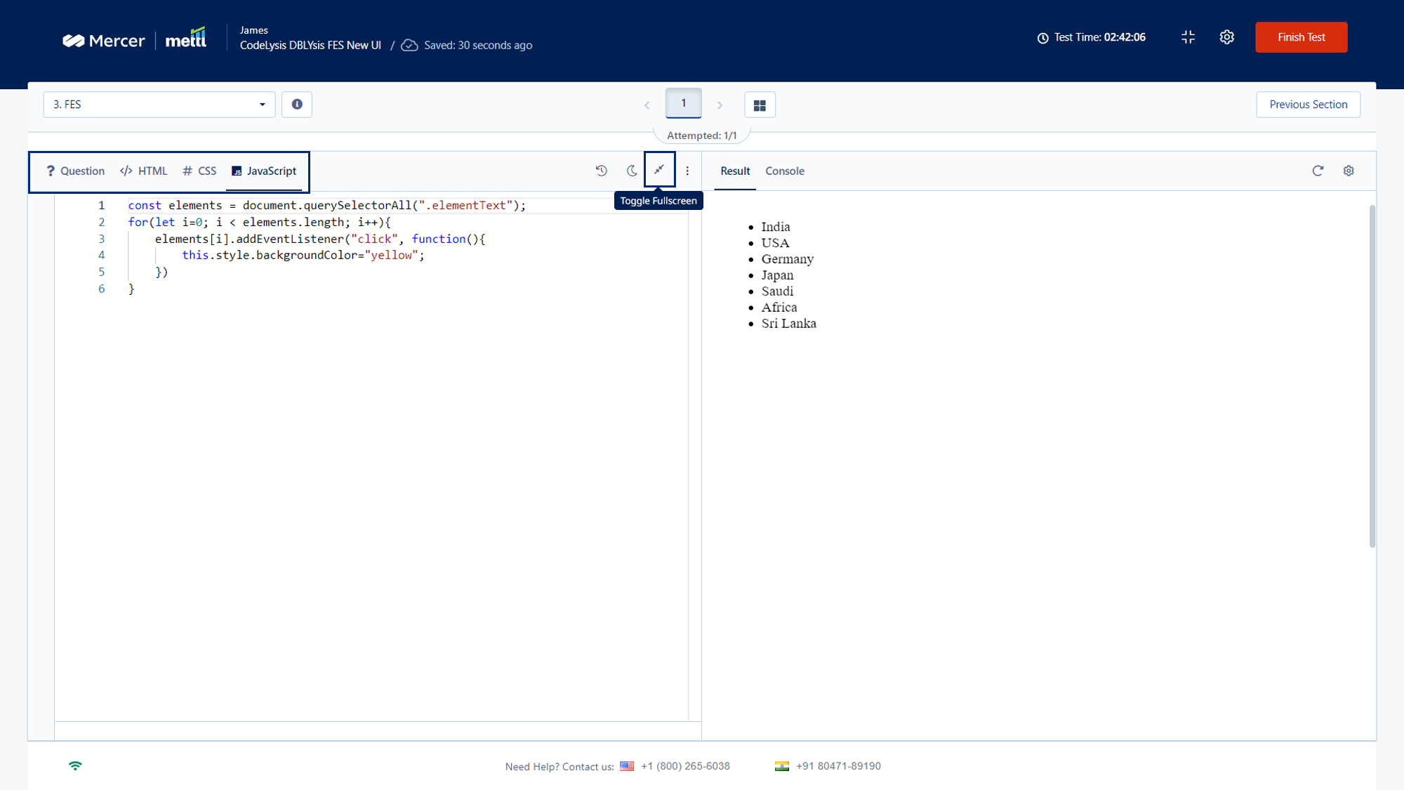 Test-Taker Experience On Our Front-End Simulator